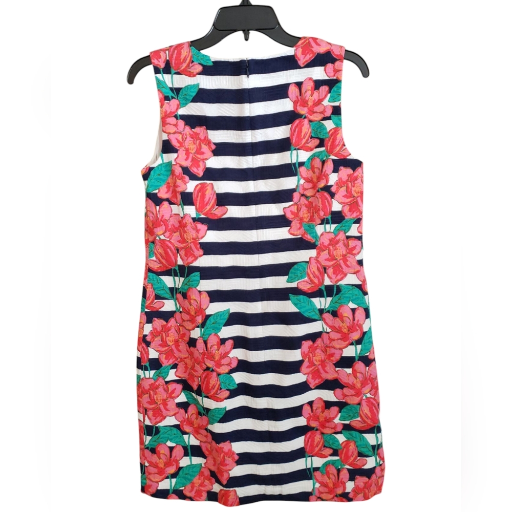 Vineyard Vines Navy & White Striped Dress with Pink Flowers Size 6 - Picture 2 of 3
